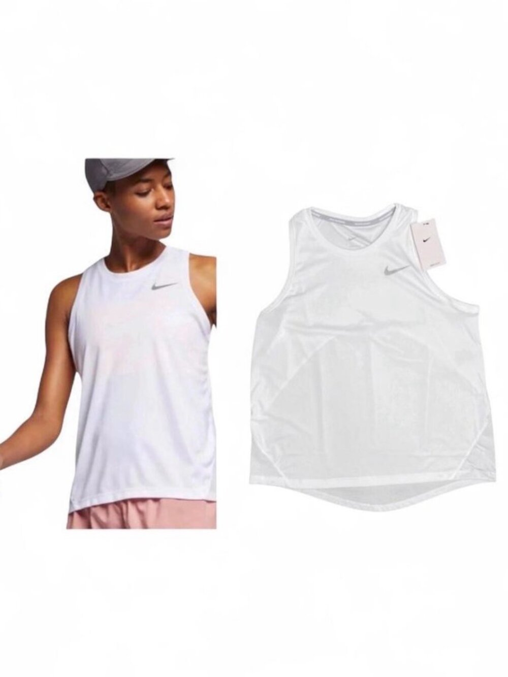 Nike Women's Medium Running Miler Tank Top White Mesh Back New